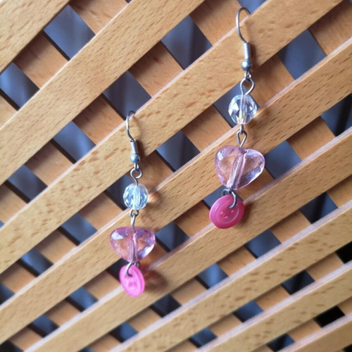 Handmade heart earrings pink Zara new