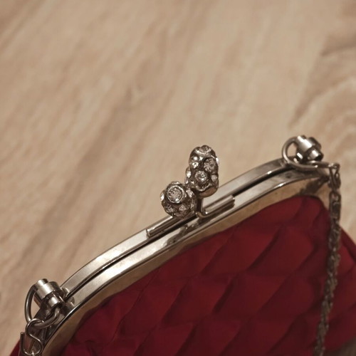 Evening bag used red satin Alexi Andrioti