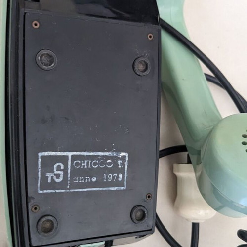 Safnat Milano vintage telephone used, bakelite turquoise 1979