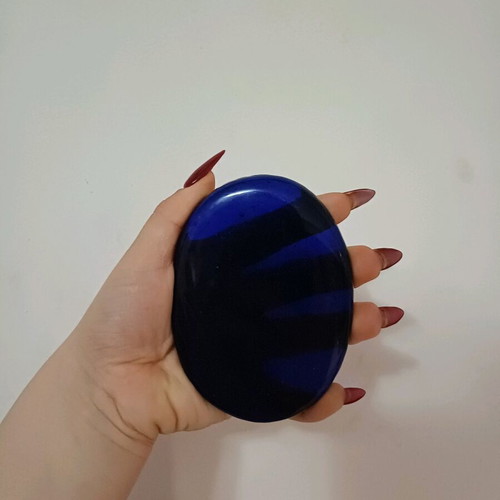 Glass base blue like new for jewelry organization