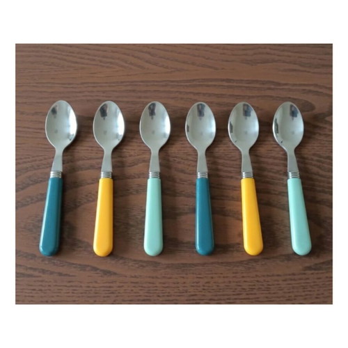 Vintage set of 6 dessert spoons used, stainless steel handles