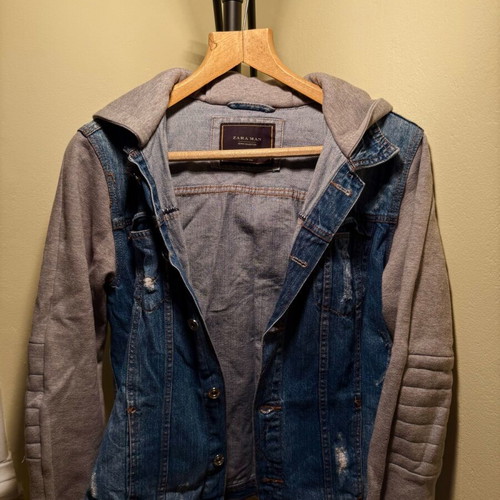 Jean jacket Zara size XL like new, grey and blue