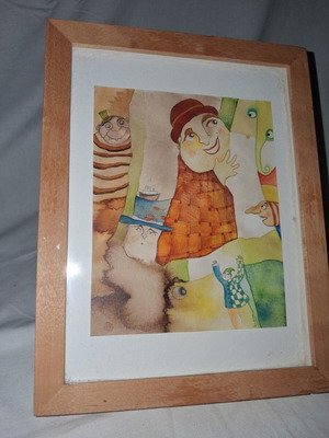 Original watercolor artwork Barbara Martinez σε κορνίζα 20x26 εκ. σαν καινούργιο