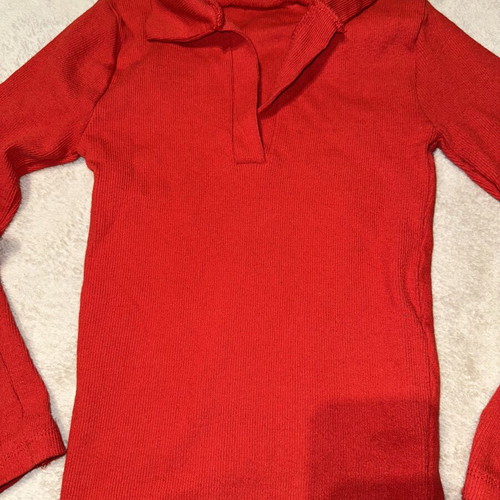 Shein red ribbed long-sleeve polo shirt size S used
