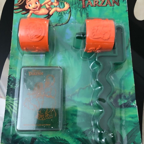 Tarzan Disney school set new with 3 pencils, 2 erasers, keyrings, notecards and envelopes, stamp set 1999