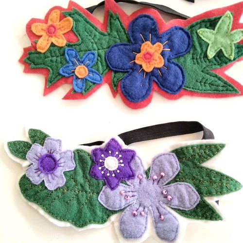 Handmade felt headbands with floral designs