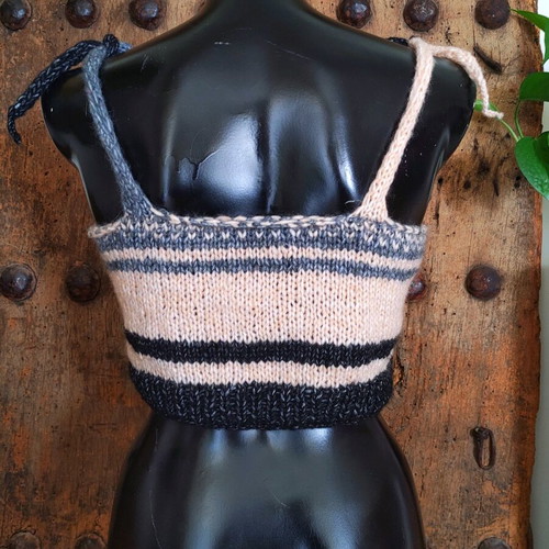 Handmade knit crop top multicolor new, size S