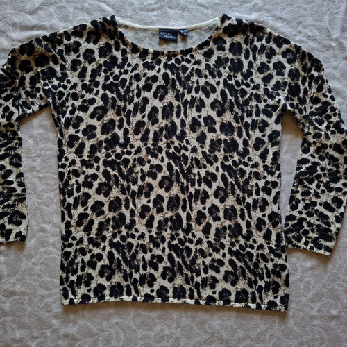 Women's thin wool blouse with leopard print, like new, size L-XL