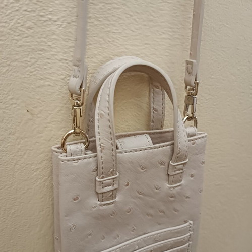 Mini crossbody bag ostrich print like new beige