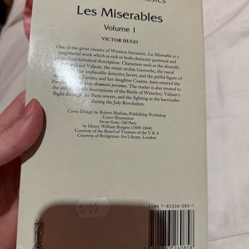 Book Les Misérables by Victor Hugo Volume 1 used, Wordsworth Classics edition
