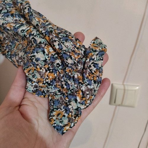 Long floral dress like new, viscose, gray and blue, size M