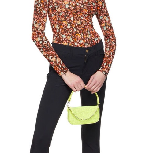 By Far Mini Rachel bag neon green like new