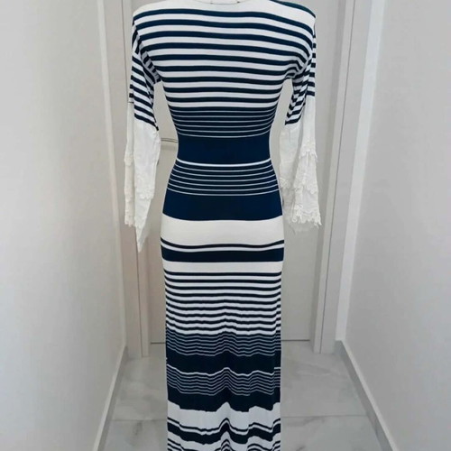 Fitted dress with zipper and cut embroidery, like new, white and blue, size S