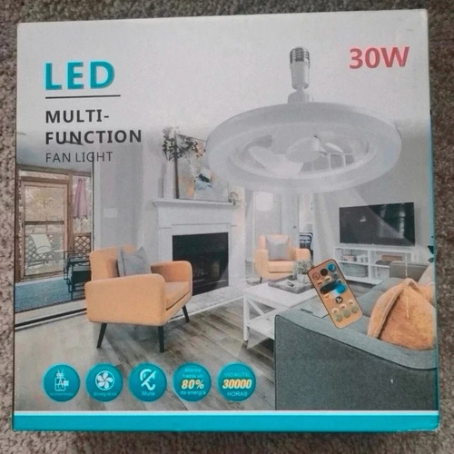 Ceiling fan with built-in E27 30W light, new
