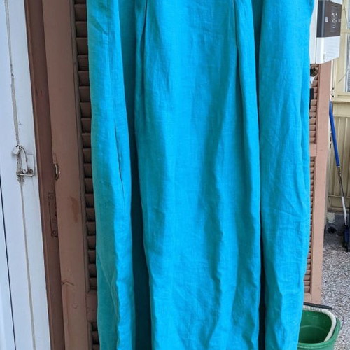 Depolo linen dress used, long turquoise with pockets