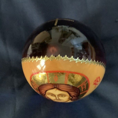 Handmade Wooden Decorative Egg with Jesus Christ Pantokrator Image like new