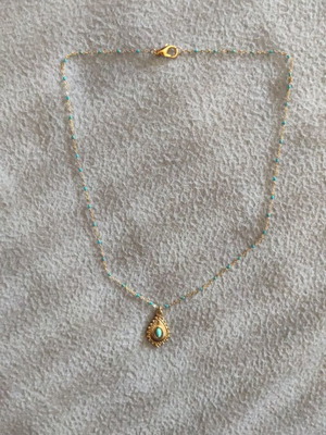 Bohemian necklace new with turquoise and gold details