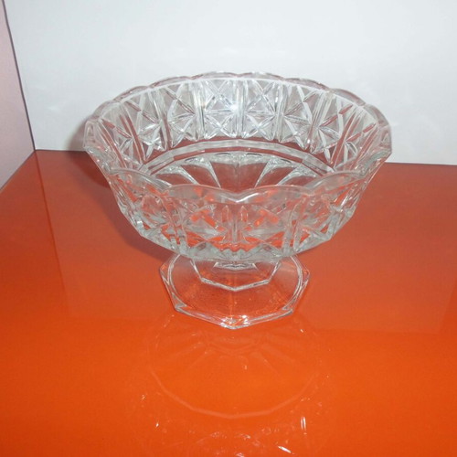 Crystal vintage fruit bowl with decoration FIDENZA IDEE IN VETRO height 15 and diameter 22 cm