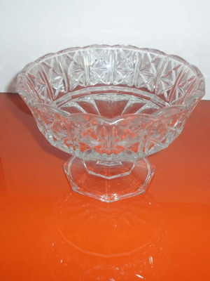 Crystal vintage fruit bowl with decoration FIDENZA IDEE IN VETRO height 15 and diameter 22 cm