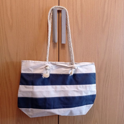 Striped white blue shoulder bag used