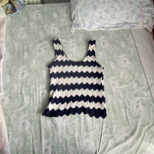 Vintage crochet top 90s Y2K white blue new