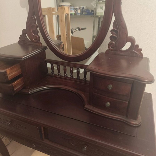 Dressing Table with Stool new, African walnut wood