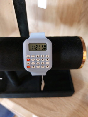 Watch with calculator new, digital, blue silicone strap