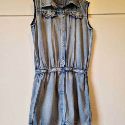 Blue denim sleeveless dress like new, size medium-large