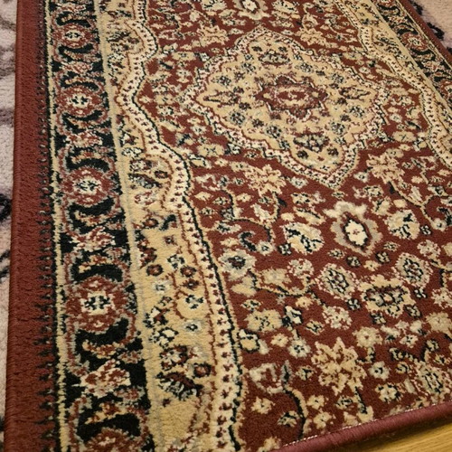 Rug set used, 3 pieces, burgundy with embroidery