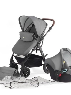 Kinderkraft Moov σετ παιδικού καροτσιού 3 σε 1, γκρι, ρυθμιζόμενο