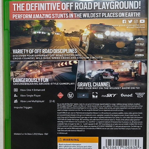 Xbox One Gravel game like new, in English