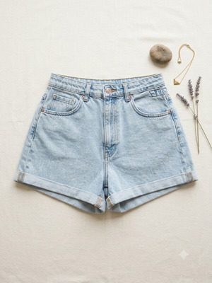Stradivarius Light Blue High-Waisted Denim Shorts like new