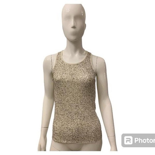 RoseM Women's Top Medium with Sequins White Silver like new