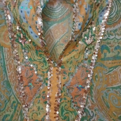 Blouse Caftan Style Like New, Multicolor Green, Size L