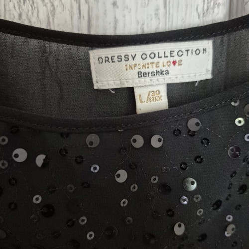 Bershka Black Crop Top like new, sequin