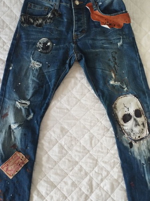 Jeans with handmade details medium, like new, blue