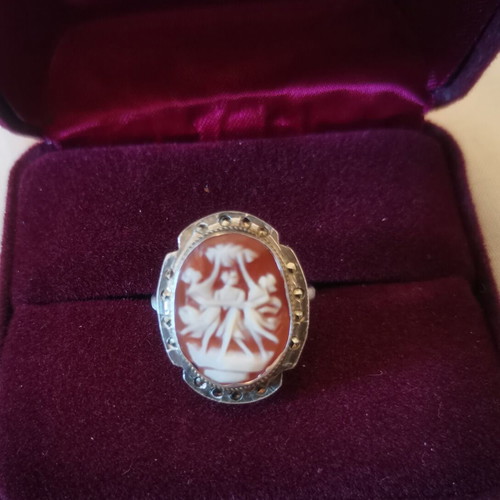 Cameo ring 800 silver vintage, like new, Three Graces design