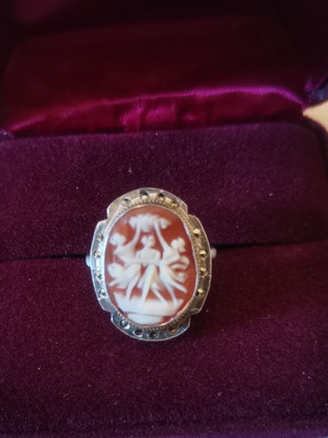 Cameo ring 800 silver vintage, like new, Three Graces design