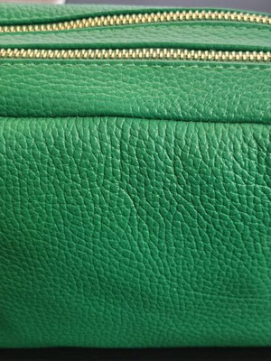 Leather crossbody bag new, green with strap