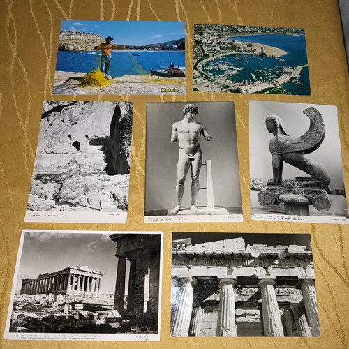 Greek Cart Postal used, set of 7 from 1938 and later