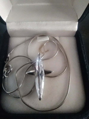 925 Silver Necklace with Large Marquise Crystal like new