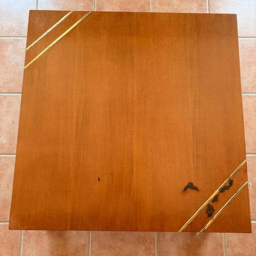 Coffee Table Set used, 3 pieces, solid wood with metal details