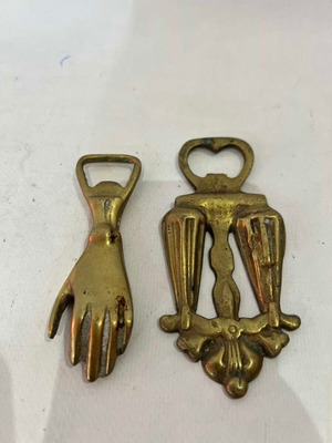 Vintage brass bottle openers set of 2 from 1960s used