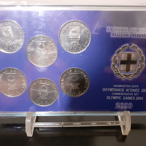 Commemorative Coin Set 6 Pieces 500 Drachmas Athens 2004 New