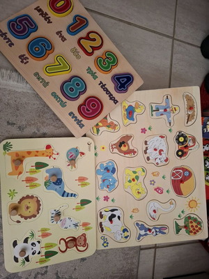Wooden educational puzzles like new, set of 3 pieces