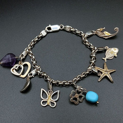Korifidis Silver Bracelet with Charms (925) like new