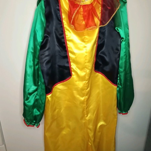 Colorful clown costume new, satin fabric, one size