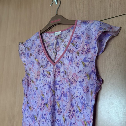 Silk blouse used, short sleeve, size M, purple
