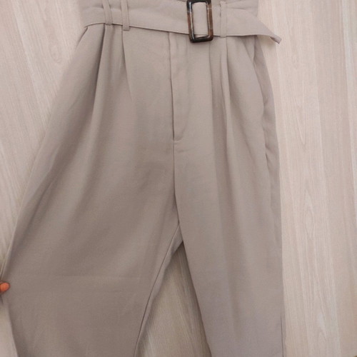 High-waisted pants with belt used, size 38