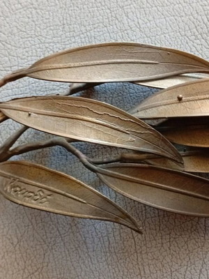 Handmade brass olive branch sculpture by Vasiliki Kourdi like new